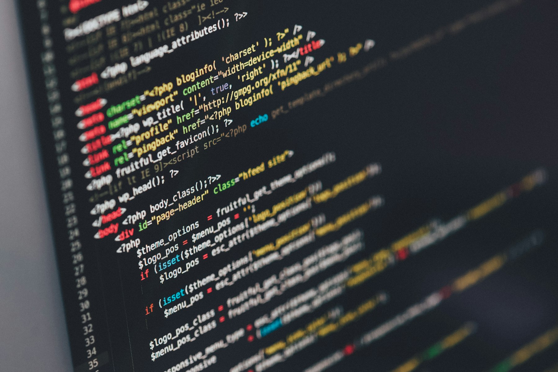 Code editor on a screen